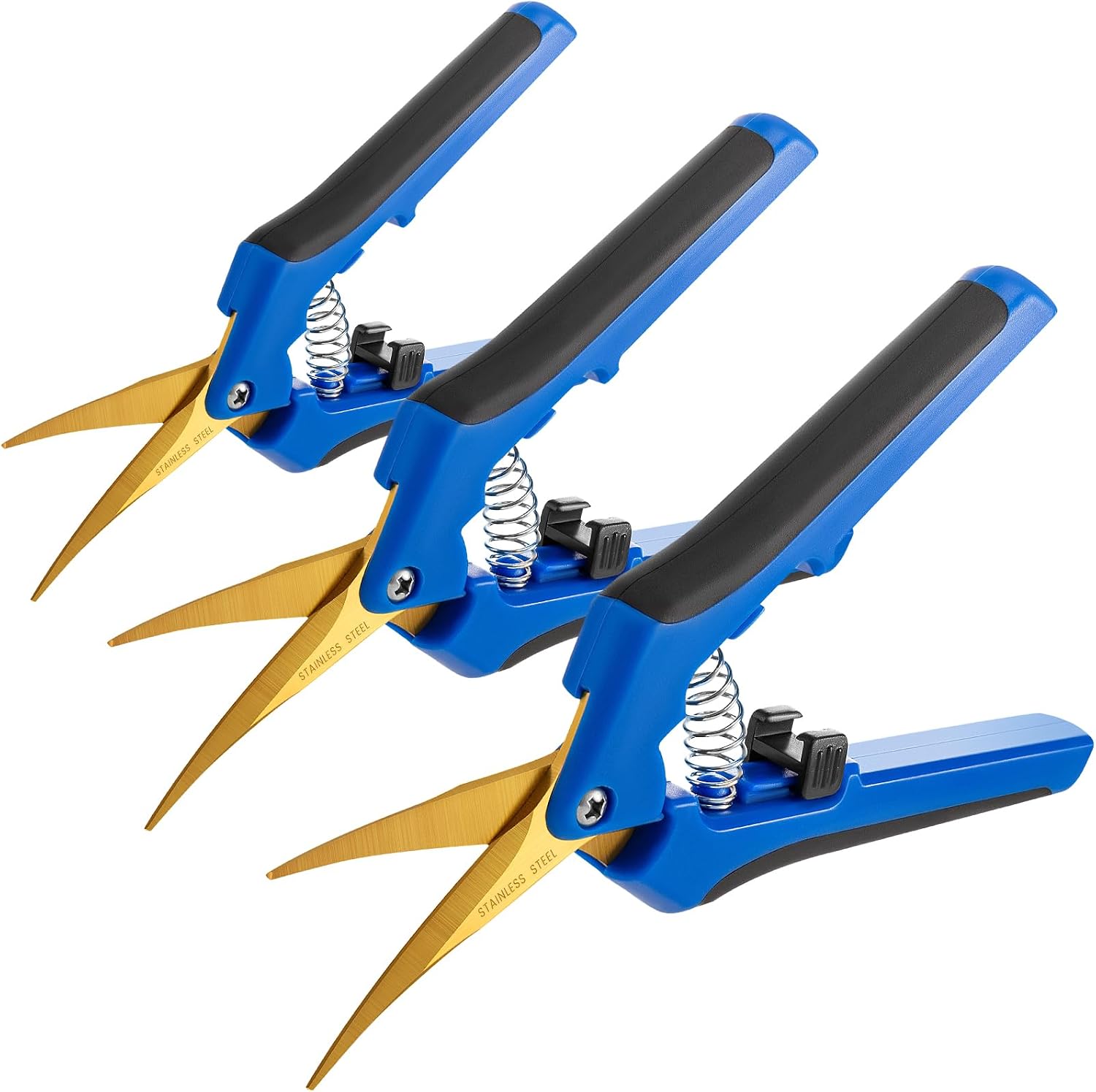 3 Packs 6.5 Inch Pruning Shears with Curved Blades Trimming Scissors For Gardening Hand Pruning Snips Titanium Coated
