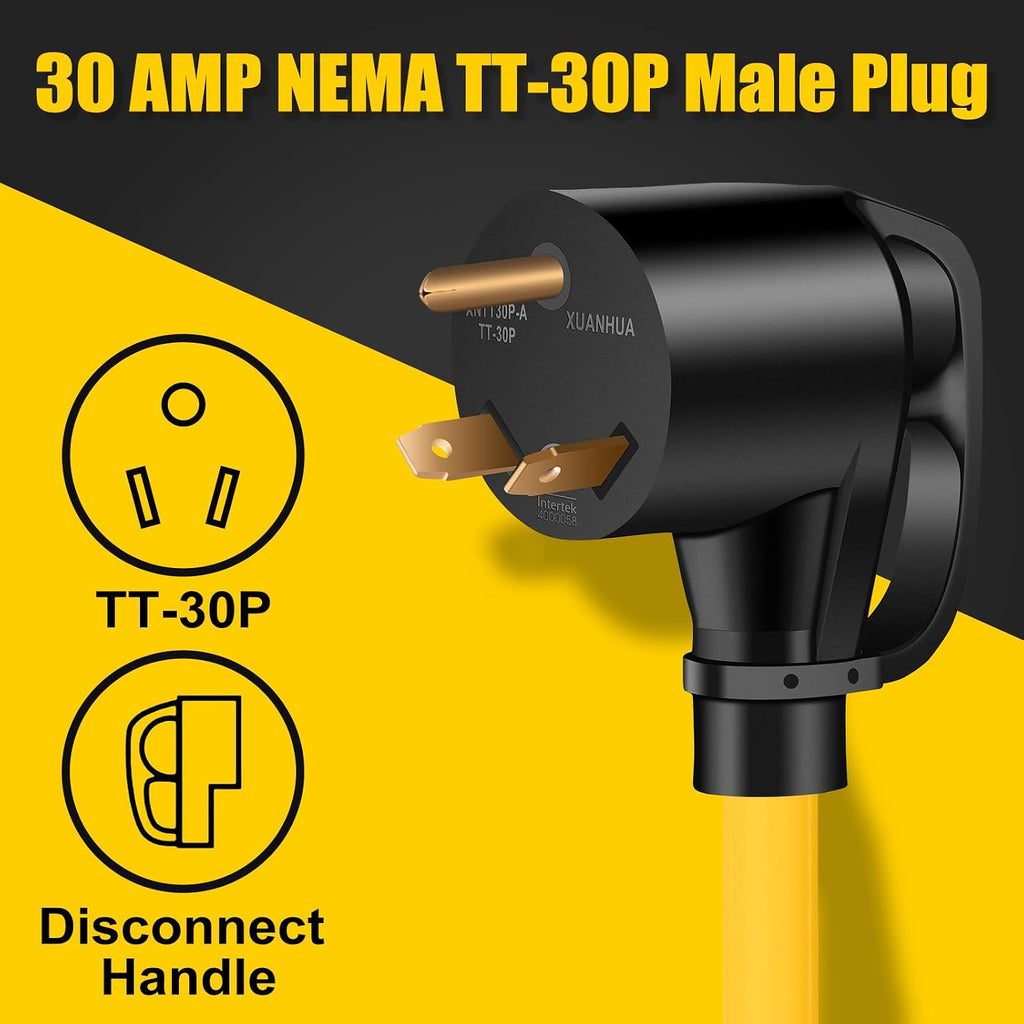 30 AMP Generator Transfer Switch Adapter Cord, Heavy Duty STW 10 Gauge NEMA TT-30P Male to L14-30R Female, 3 Prong to