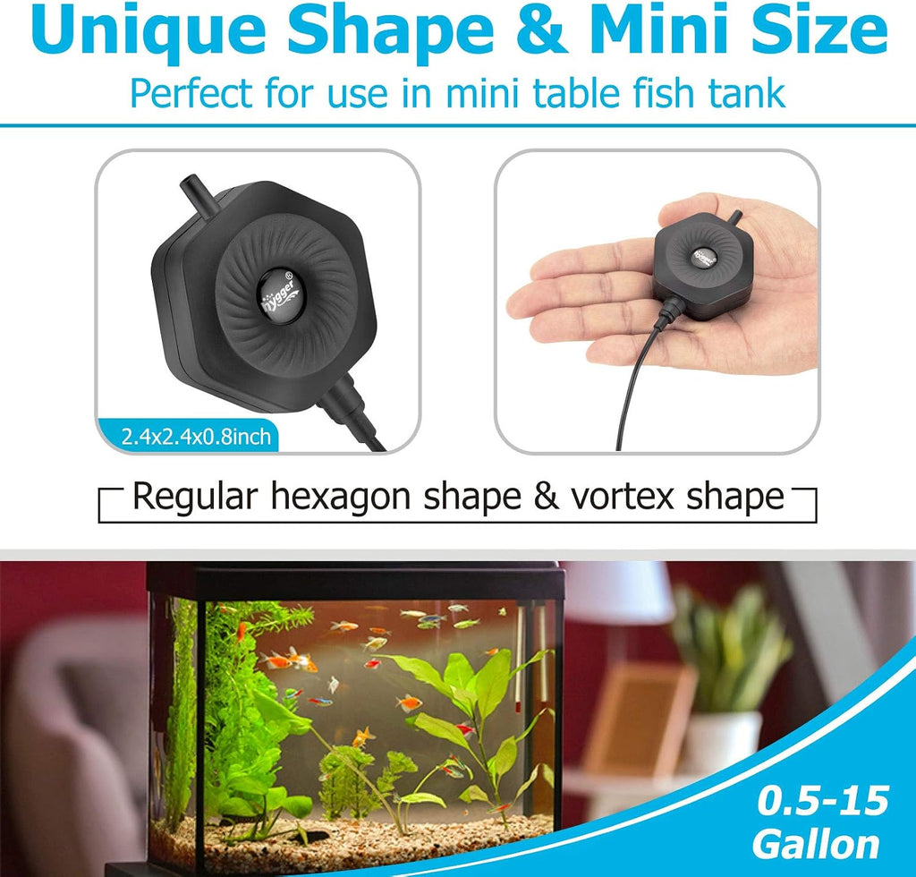 Ultra Silent 1.5W Fish Bowl Aqaurium Mini Air Pump with Accessories, Oxygen Aerator Kit for Fish Tank 0.5-15 Gallon