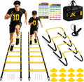2 Pack Agility Ladder, Soccer Speed Training Equipment Set | Total 26 ft Agility Ladder, 12 Cones, 4 Adjustable