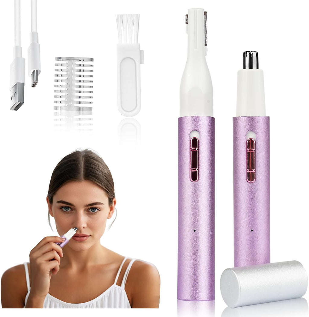 2026 Rechargeable Nose & Ear Hair Trimmer, Dual-Edge Blade Electric Clipper for Women Men, Facial & Eyebrow Hair