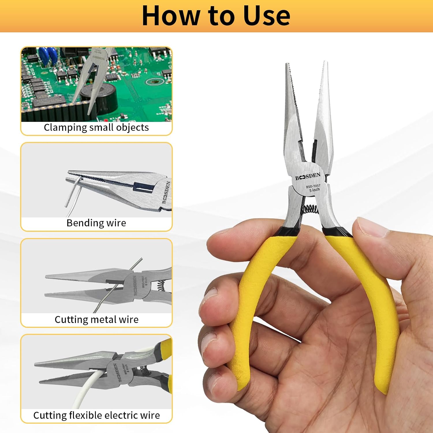 5" Mini Needle Nose Pliers for Jewelry Making, 10 Pack Pliers Bulk | Small Jewelry Pliers Set with Side Cutter, Fine