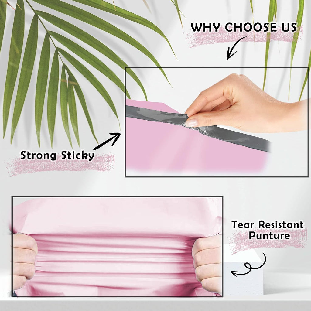 Light Pink Poly Mailers 12x15.5 100 Pack Self-Seal Shipping Envelopes