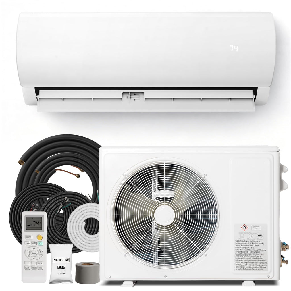 18000 BTU Mini Split AC/Heating System, 19 SEER2 230V, Heat Pump
