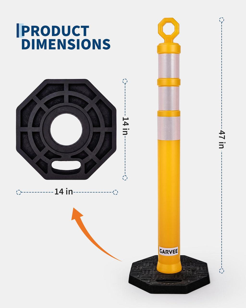 47 Inch 3 Pack Traffic Delineator Post Cones, Safety Posts