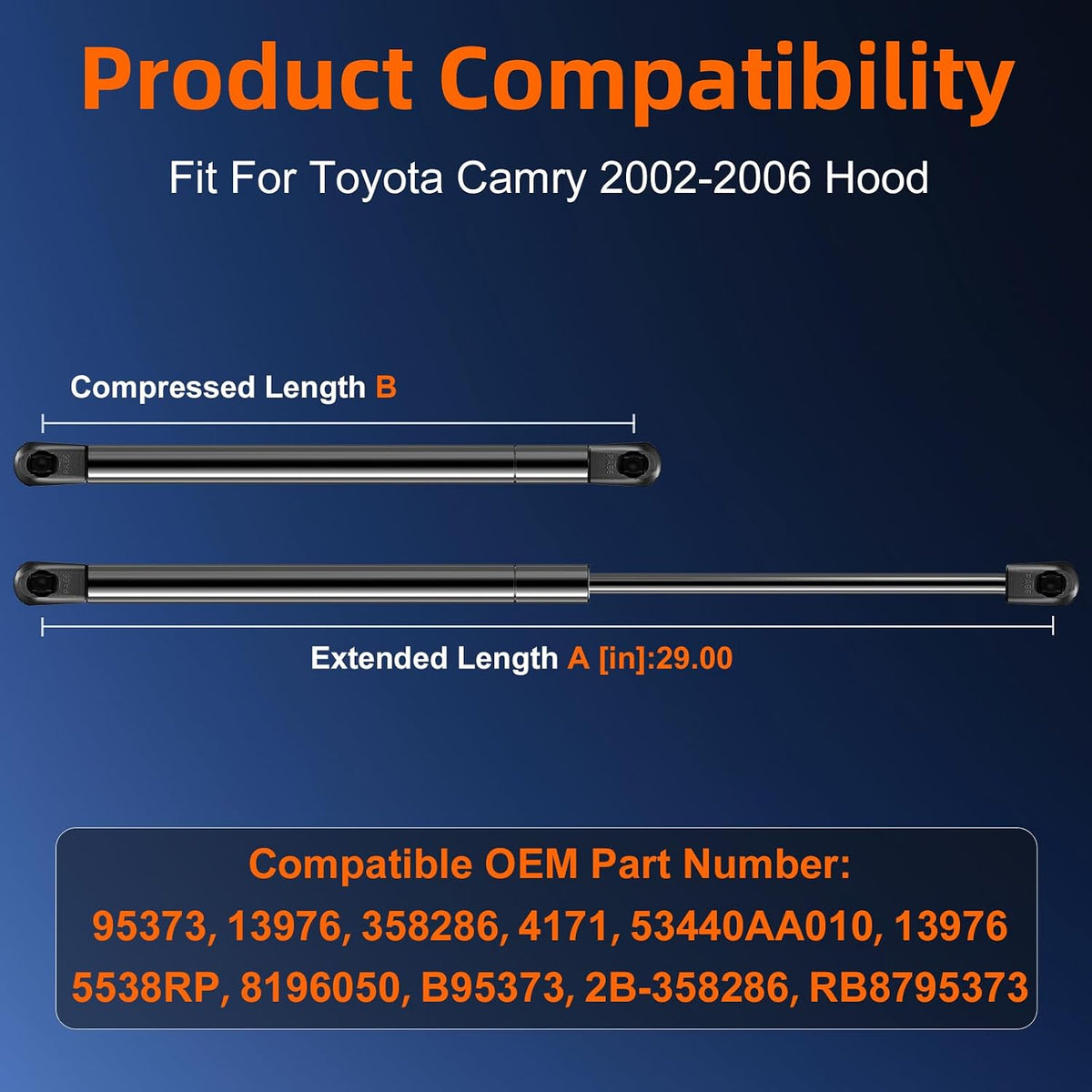 Front Hood Strut Shock for 2002-2006 Toyota Camry
