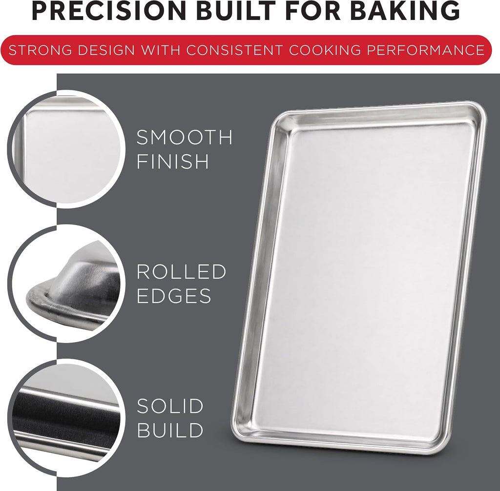 13" x 18" Aluminum Sheet Pan, 1/2 Size, Reinforced Rim, Closed Bead