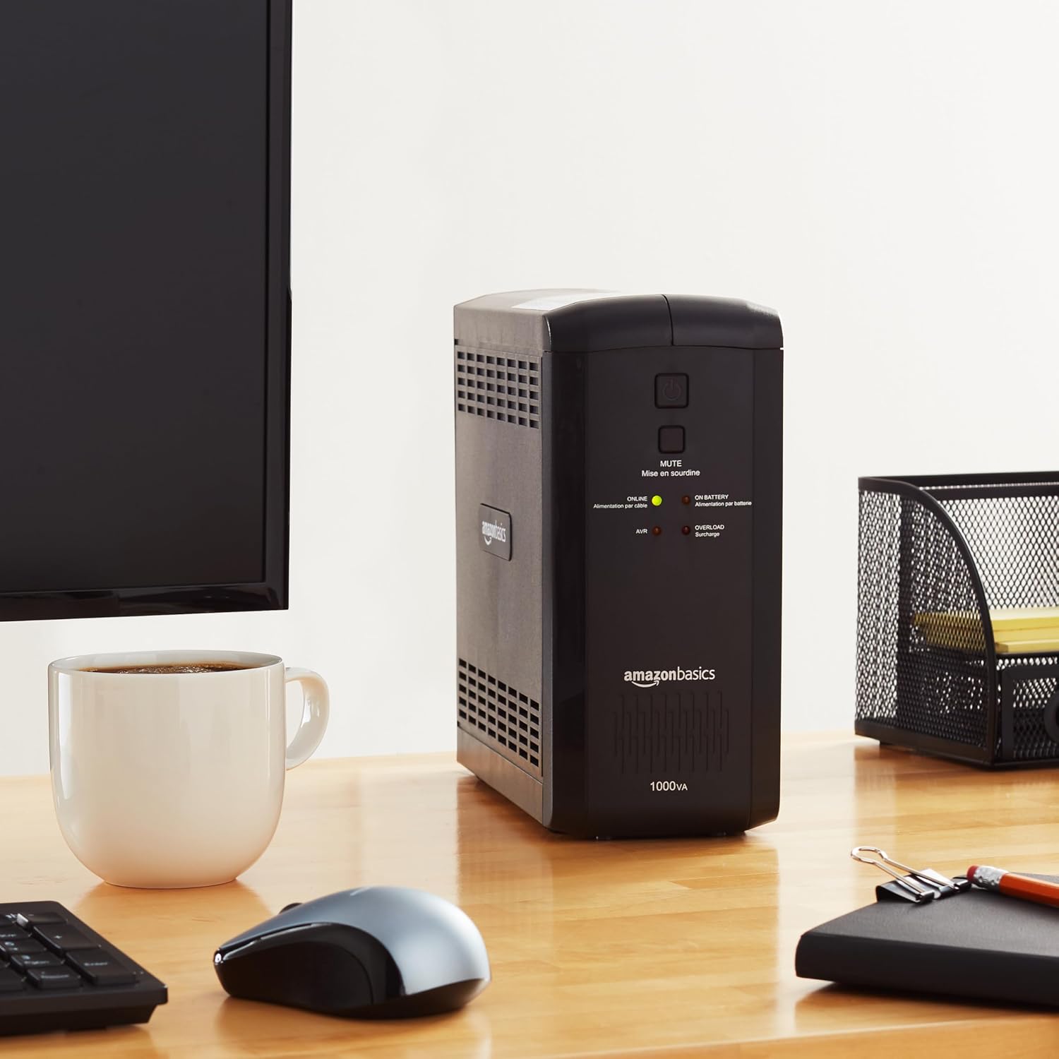 UPS Battery Backup & Surge Protector, 1000VA/550W, 9 Outlets, Line Interactive Uninterruptible Power Supply with AVR