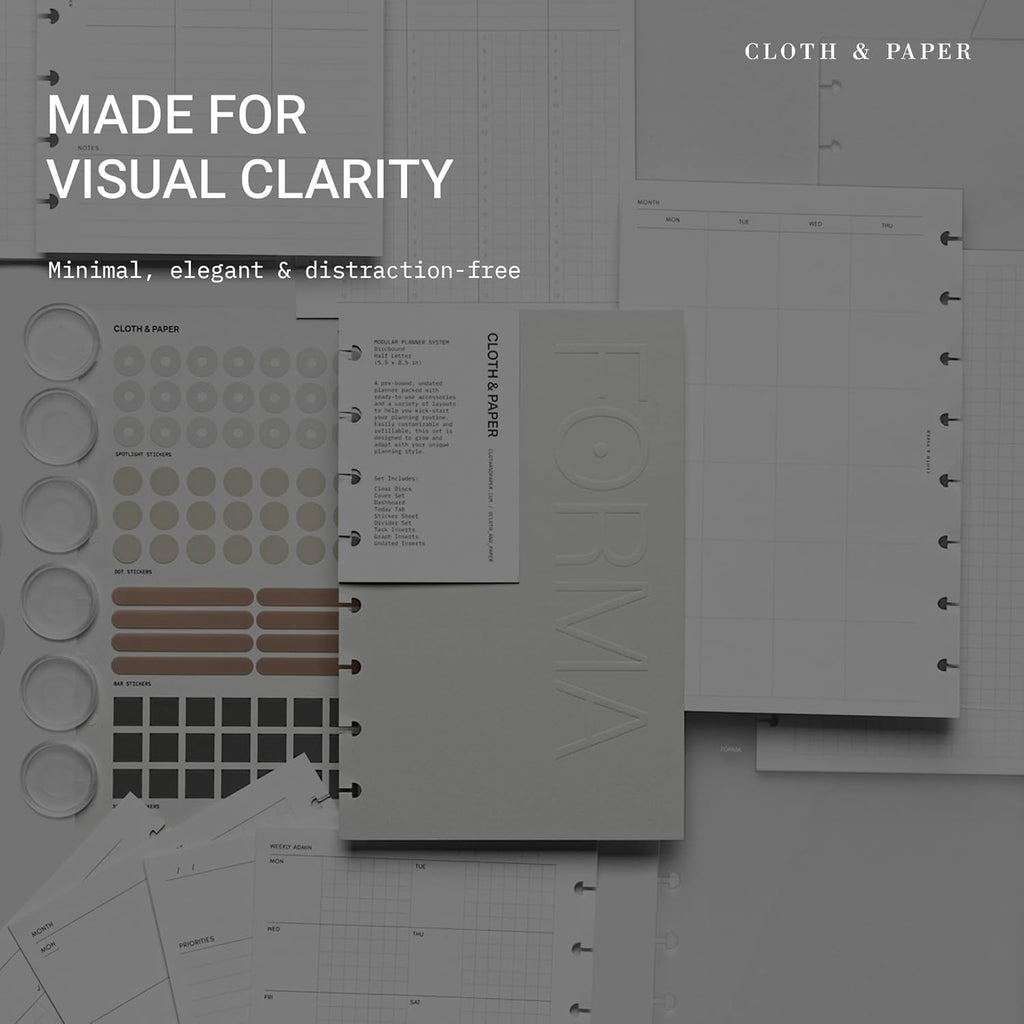 FORMA Modular Planner System – Premium Discbound Half Letter Undated Planner with Clear Discs, Covers, Dividers