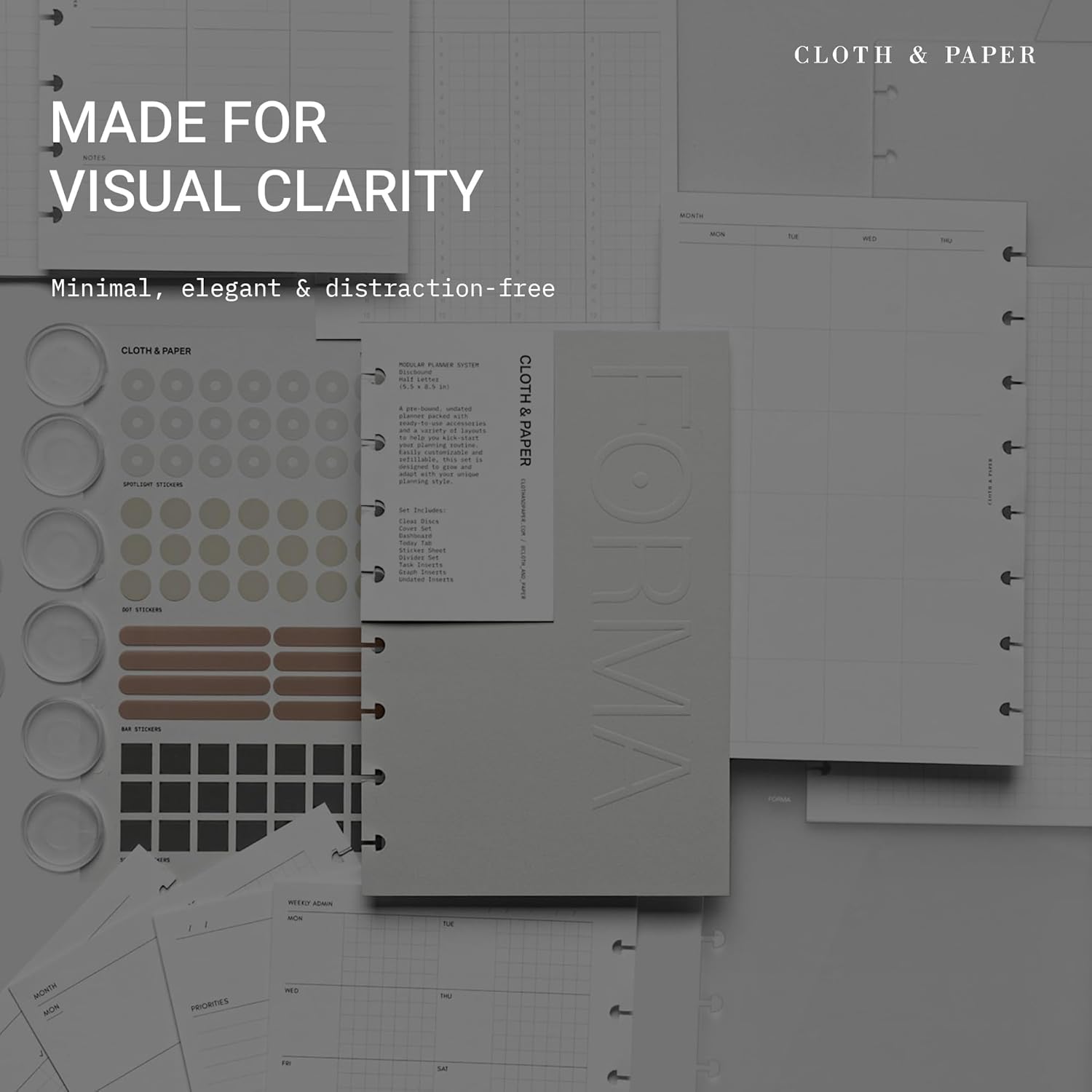 FORMA Modular Planner System – Premium Discbound Half Letter Undated Planner with Clear Discs, Covers, Dividers