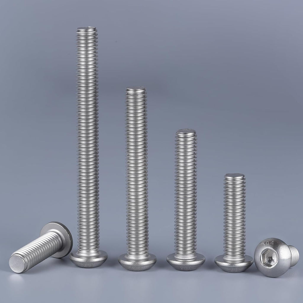 M5 x 12mm 150PCS Button Head Hex Socket Cap Screws Bolts, 304 Stainless Steel 18-8, Allen Hex Drive, Full Thread, Bright Finish, with Hex Spanner