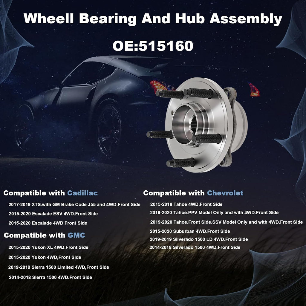 DJB 515160 Front Wheel Bearing Hub Assembly for 14-18 Chevy Silverado 1500