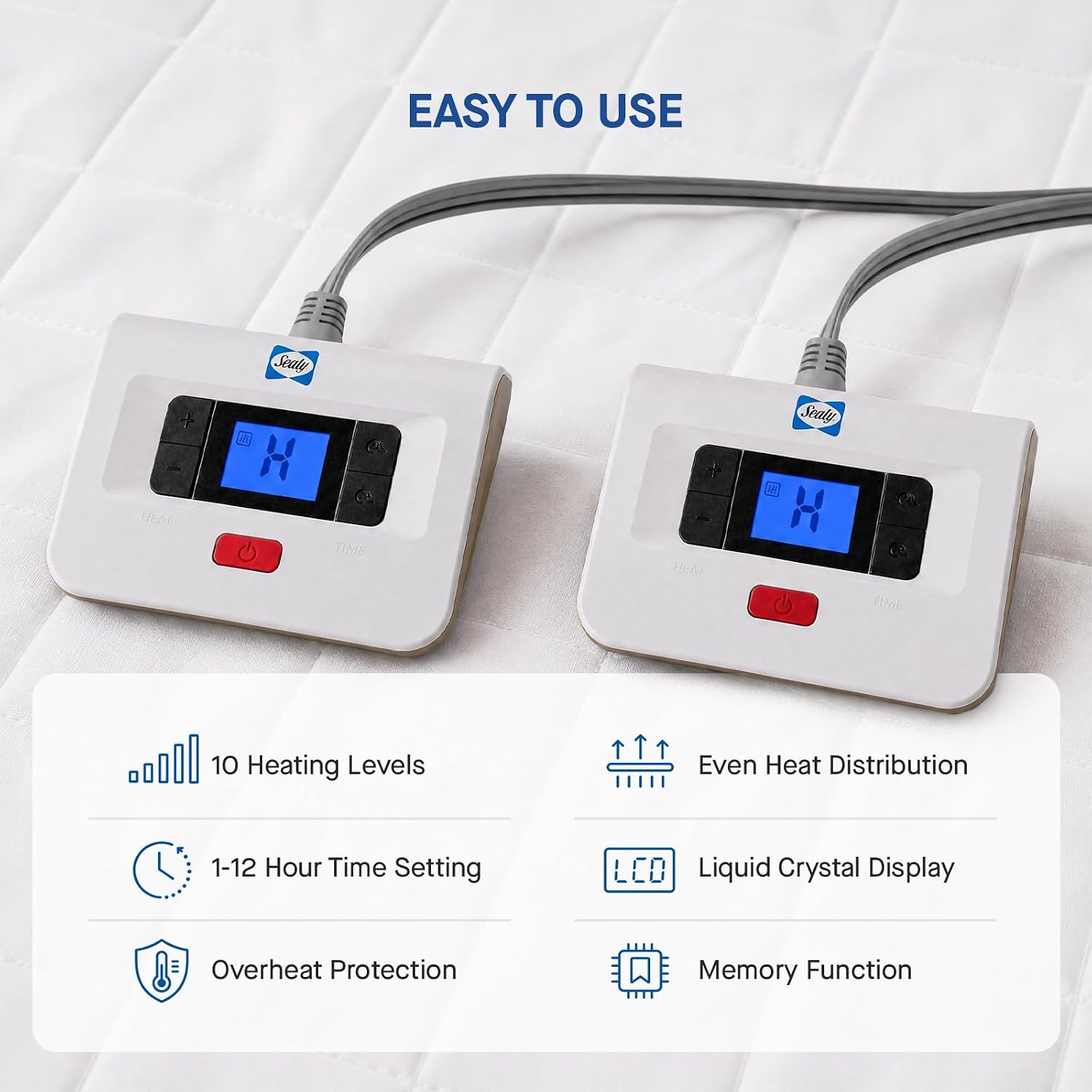 Heated Mattress Pad Queen Size Dual Control 10 Heat Levels, 60"x80" | Electric Mattress Pad Queen Quilted Cotton