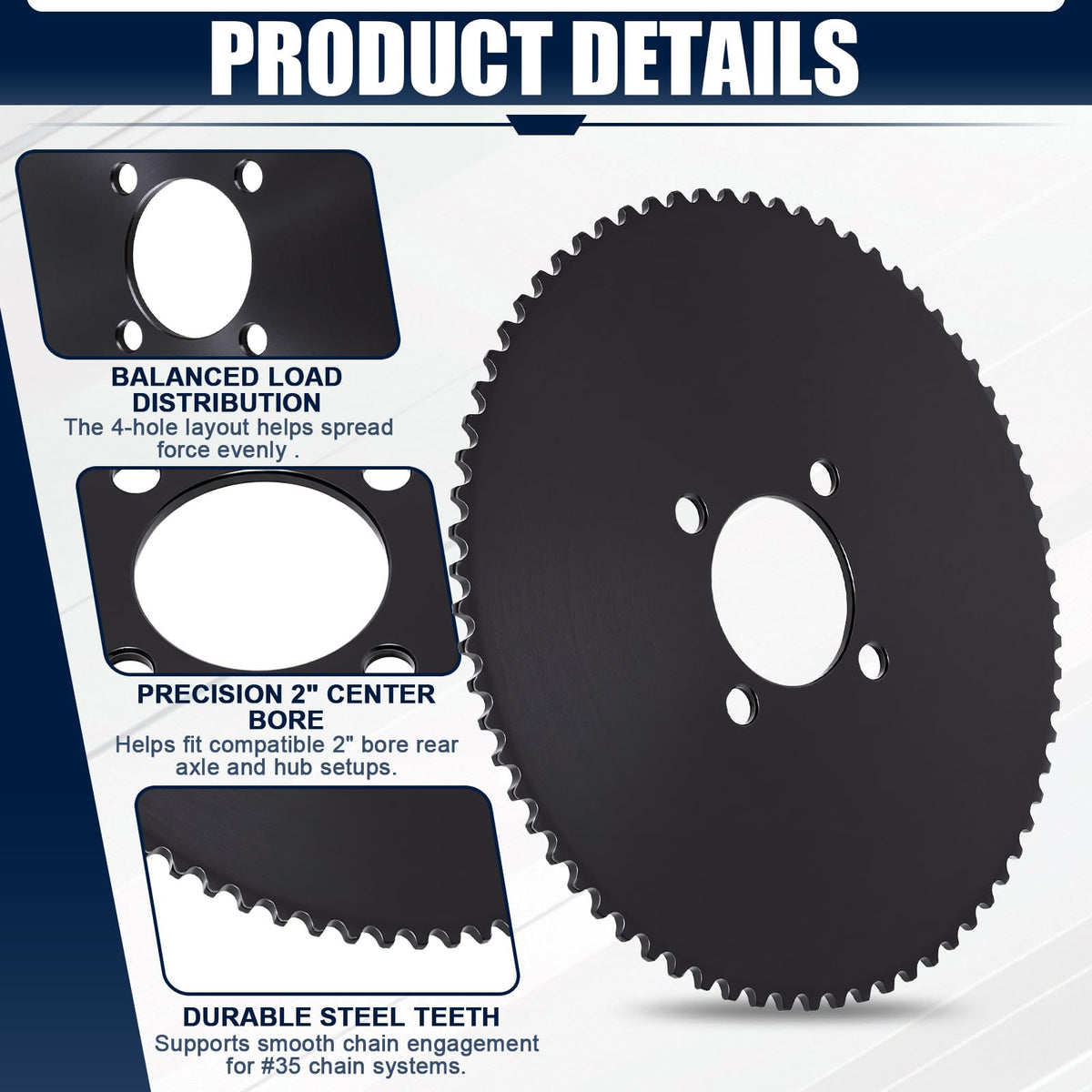 35 Chain Go Kart Sprocket 72 Tooth with 2" Bore