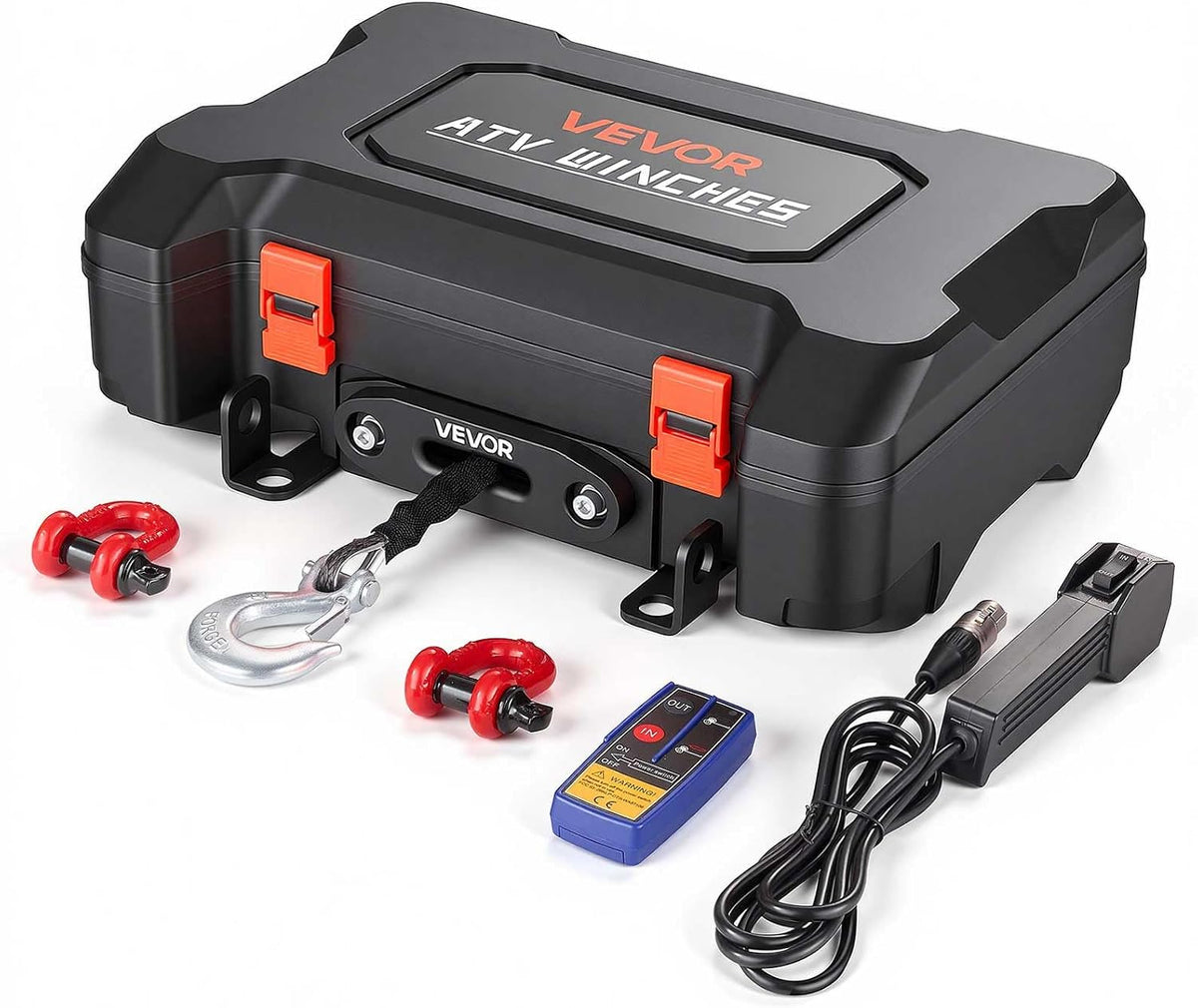Portable Winch, 3500 lbs 12V DC Electric Winch with Synthetic Rope, Wireless & Wired Remotes, Box-Style Recovery Kit