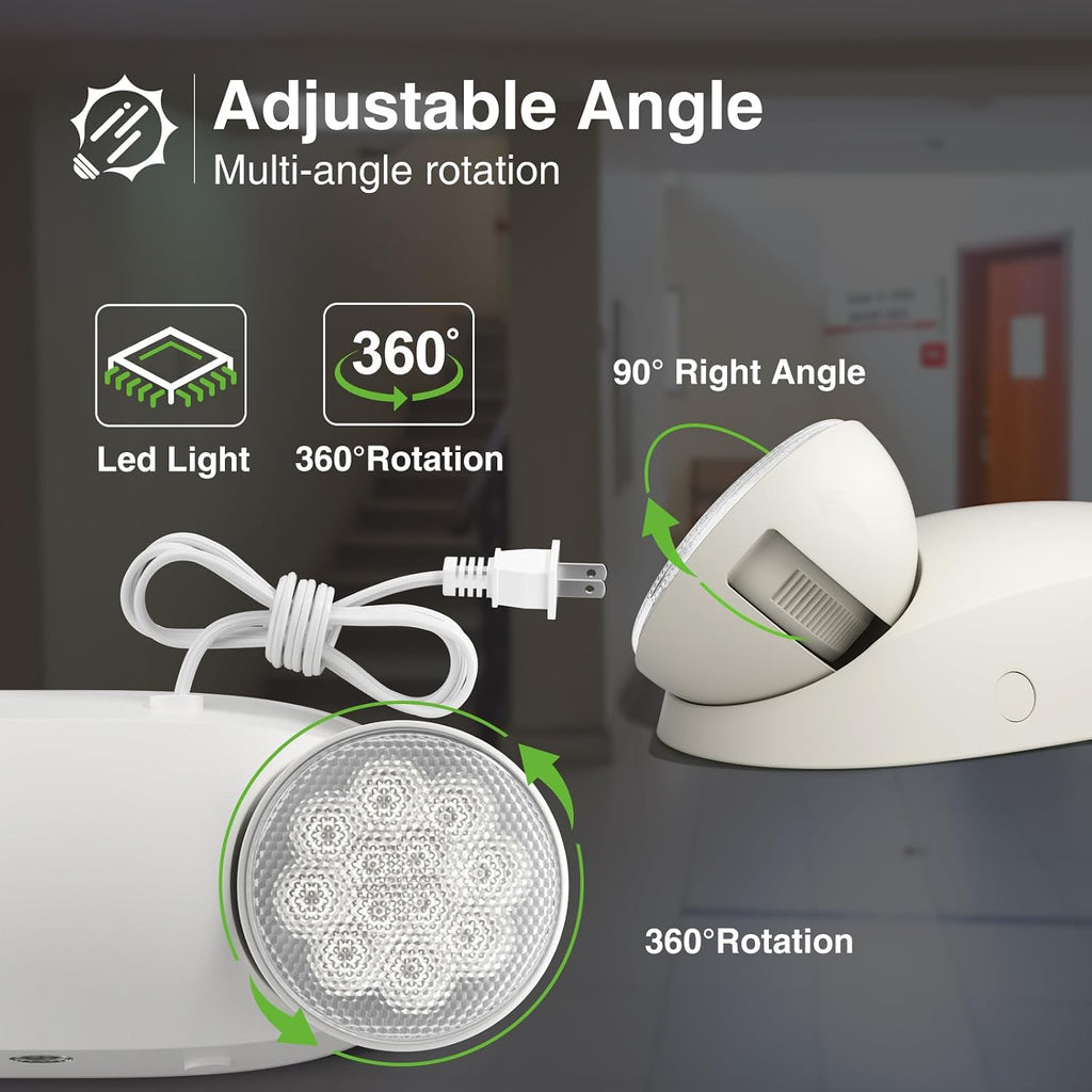 FREELICHT 4 Pack Led Emergency Lights with Round Head, 4FT Plug in Cord