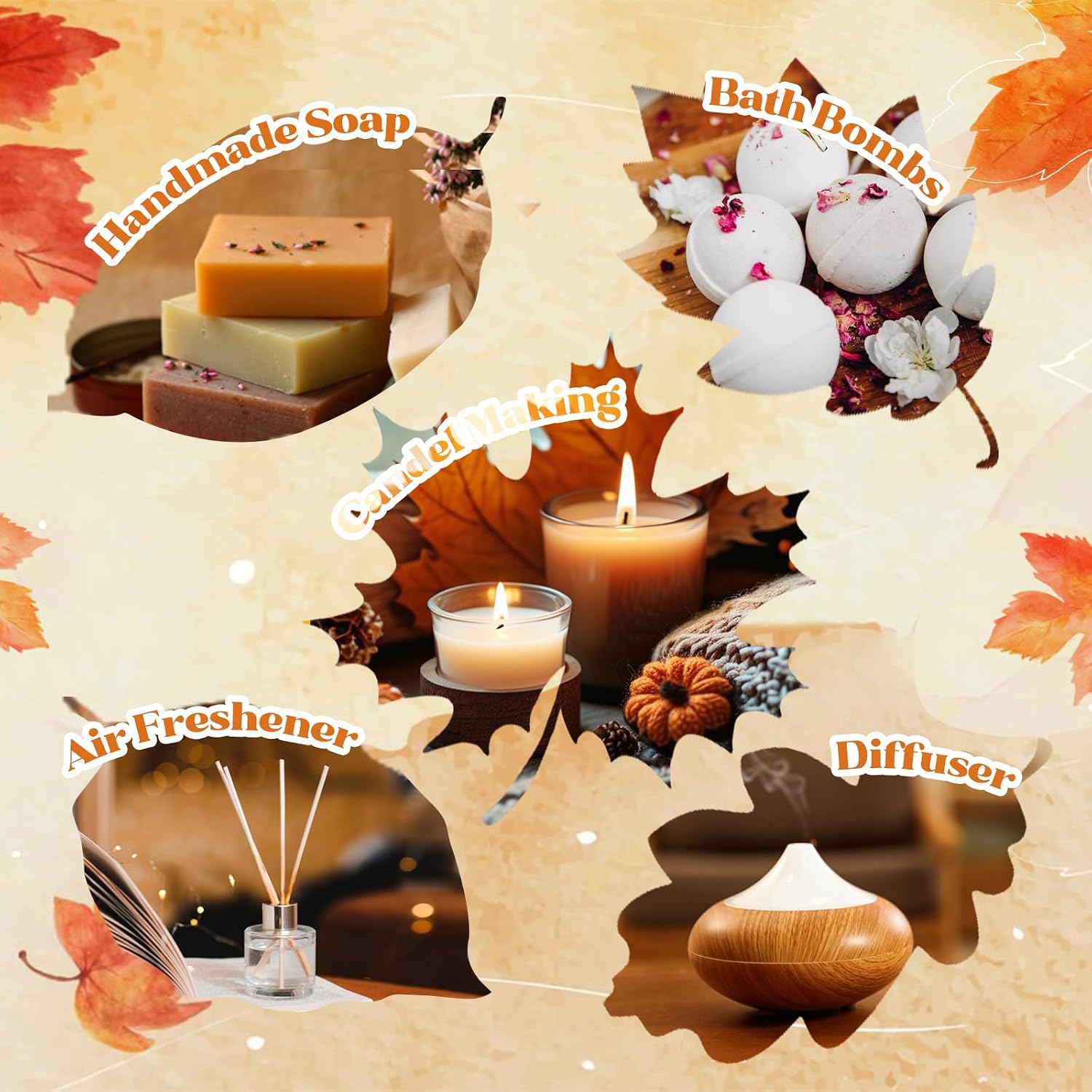 Autumn Essential Oils Set, 6 Premium Fall Fragrance Oils for Diffuser for Home, Aromatherapy Oils for Pumpkin Crunch
