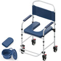 Shower Chair with Wheels, Bedside Commode for Elderly and Disabled