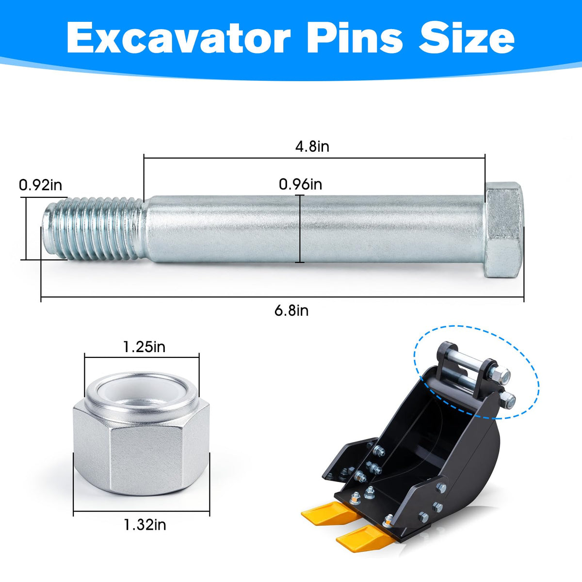 25MM Mini Excavator Pins Replaceable AGT Chinese Mini Excavator Bucket Bolt