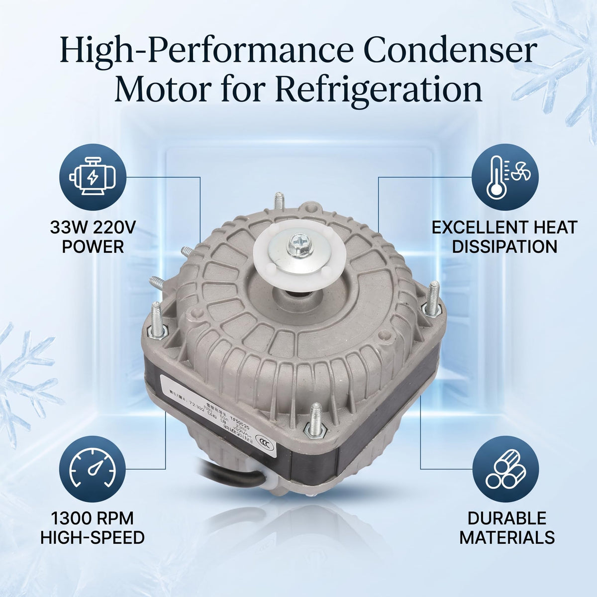 YZF10-20 Condenser Motor 33W 220V 0.25A 1300 RPM Fit for Refrigerator Industry Condenser Fan Motor ac Condenser Fan Motor Replacement Condenser Fan Motor attic Fan Motor