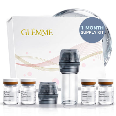 Micro Infusion System for Face & Neck, Titanium Needle Cosmetic Stamp Hydra Microneedling Serum - Peptides &