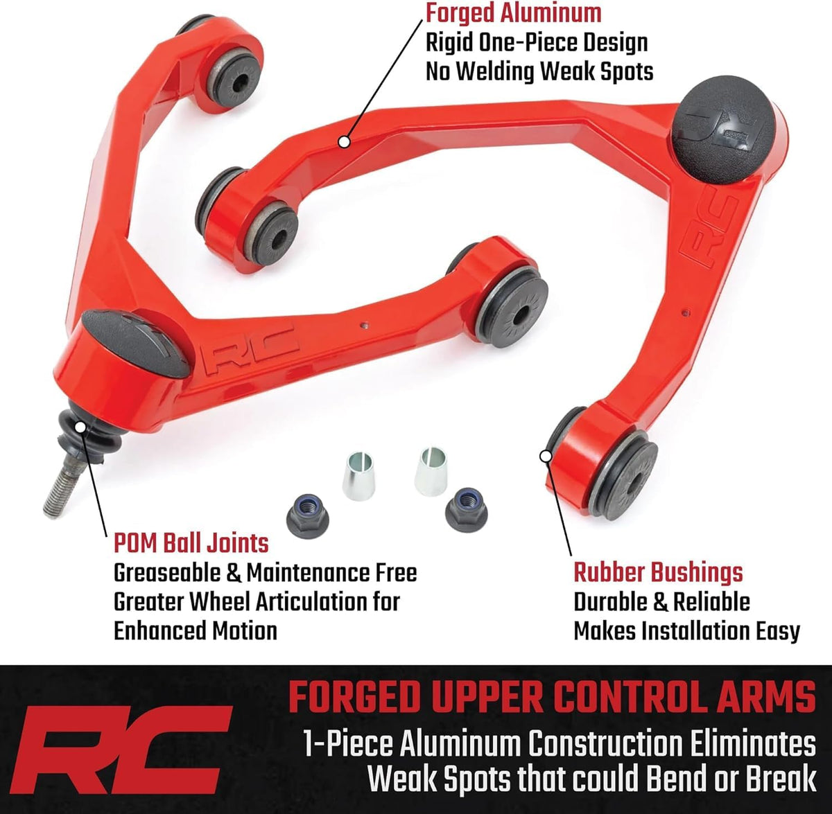 Rough Country Forged Aluminum Control Arms for 2019-2024 Ram 1500-31402RED