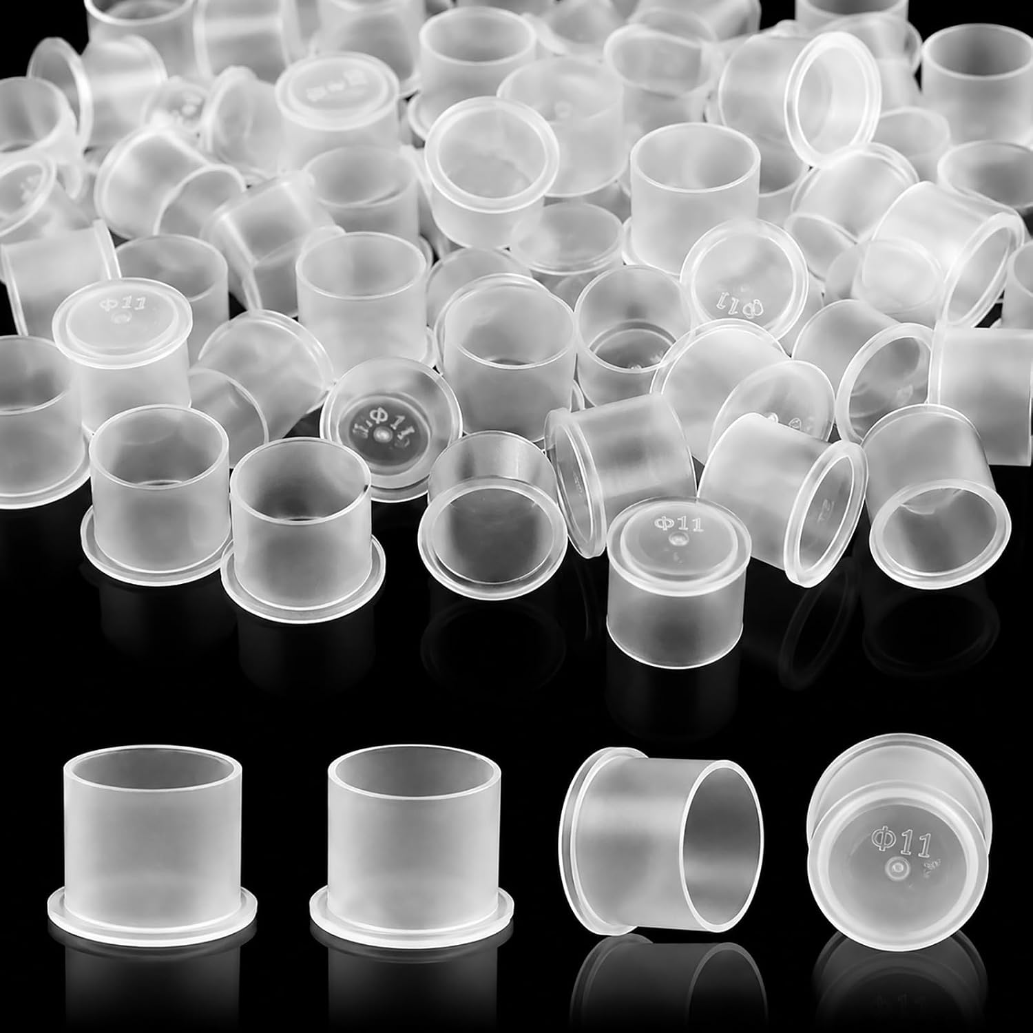 250Pcs Tattoo Ink Caps with Base #20mm X-Large, Clear Disposable Ink Cups for Permanent Makeup, Extra Wide