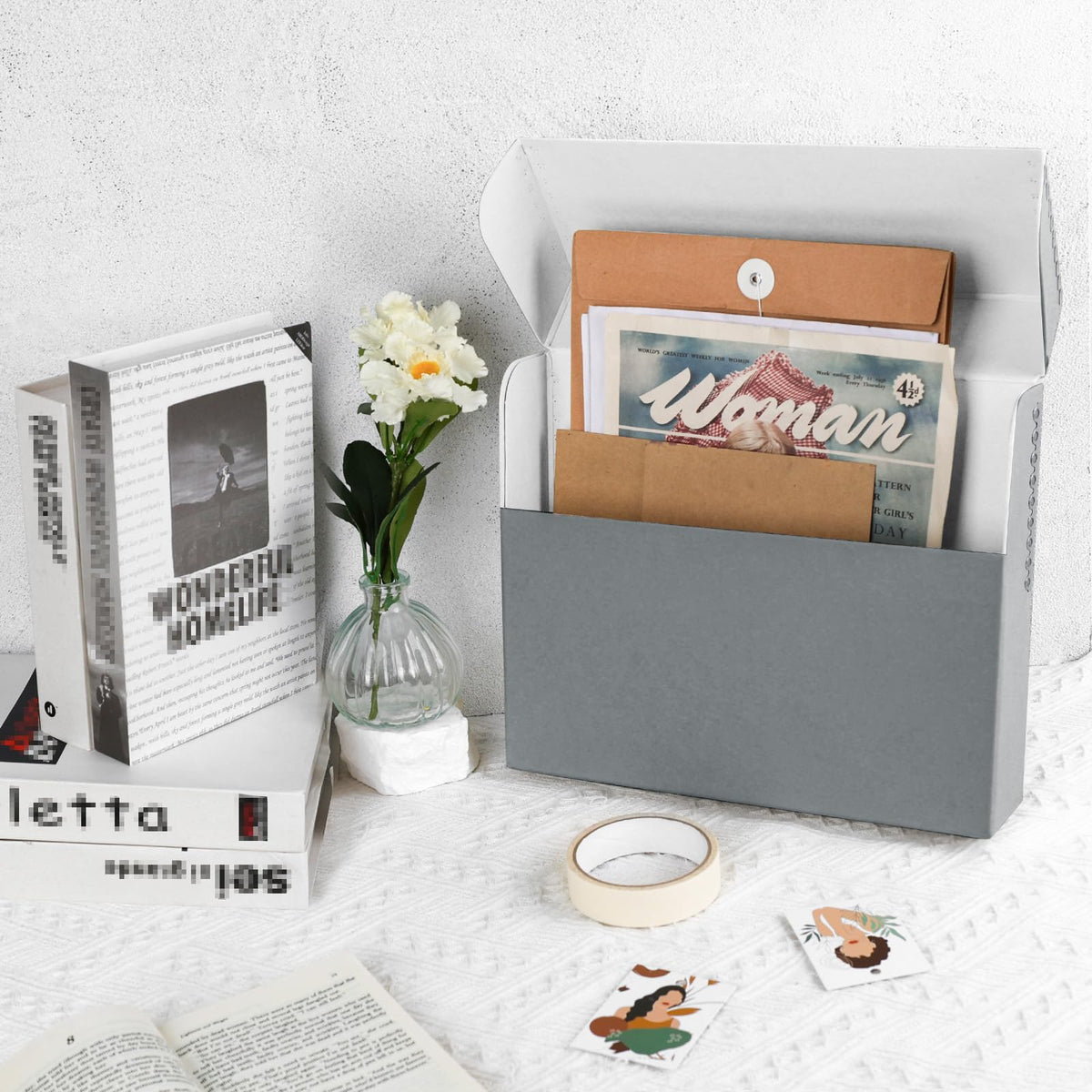 Archival Document Storage Box, Gray, 15.5" x 10.5" x 2.5"