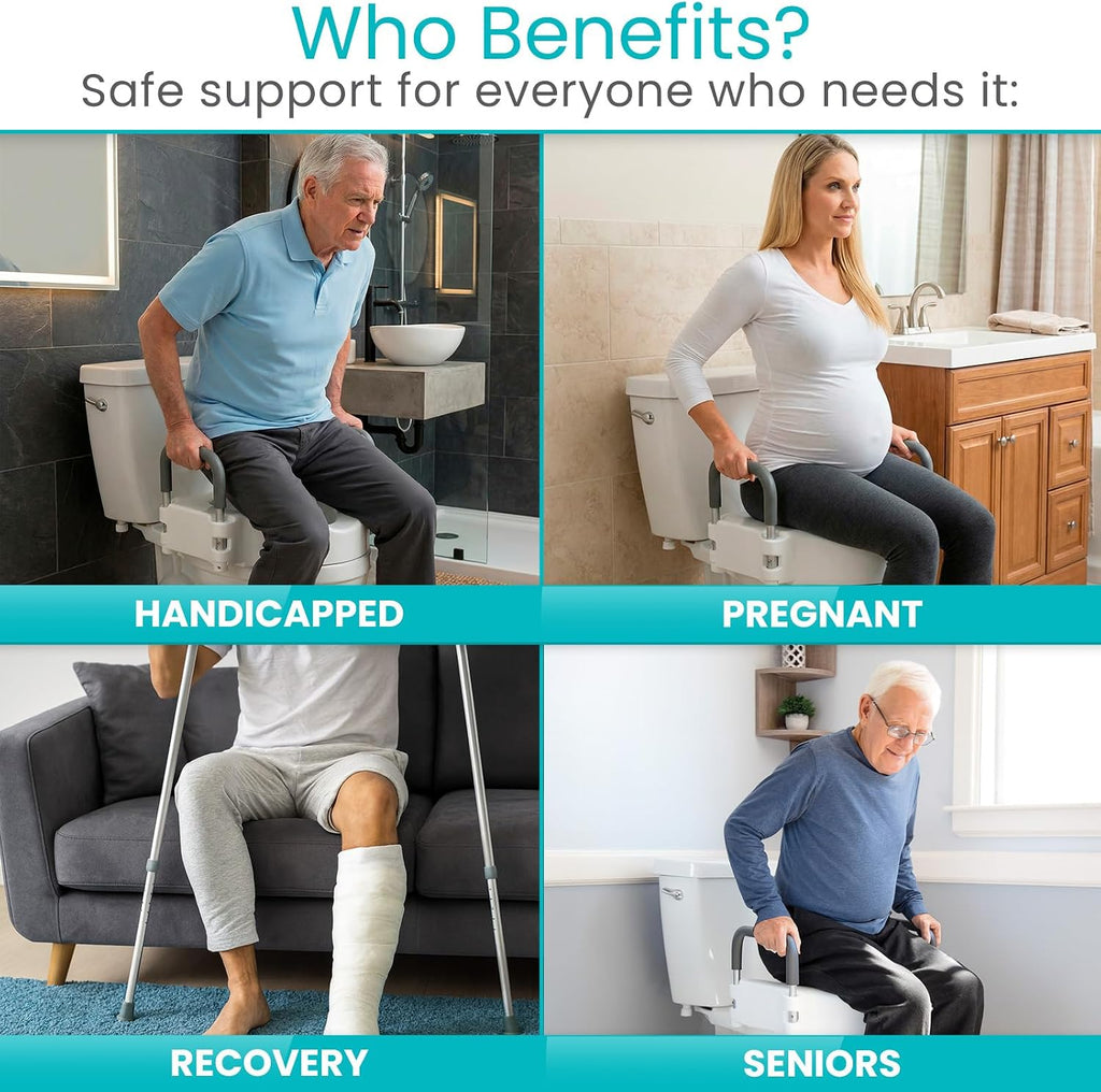 Raised Toilet Seat - 5" Portable, Elevated Toilet Seat Riser & Extender - Elongated and Standard Fit Commode Lifter
