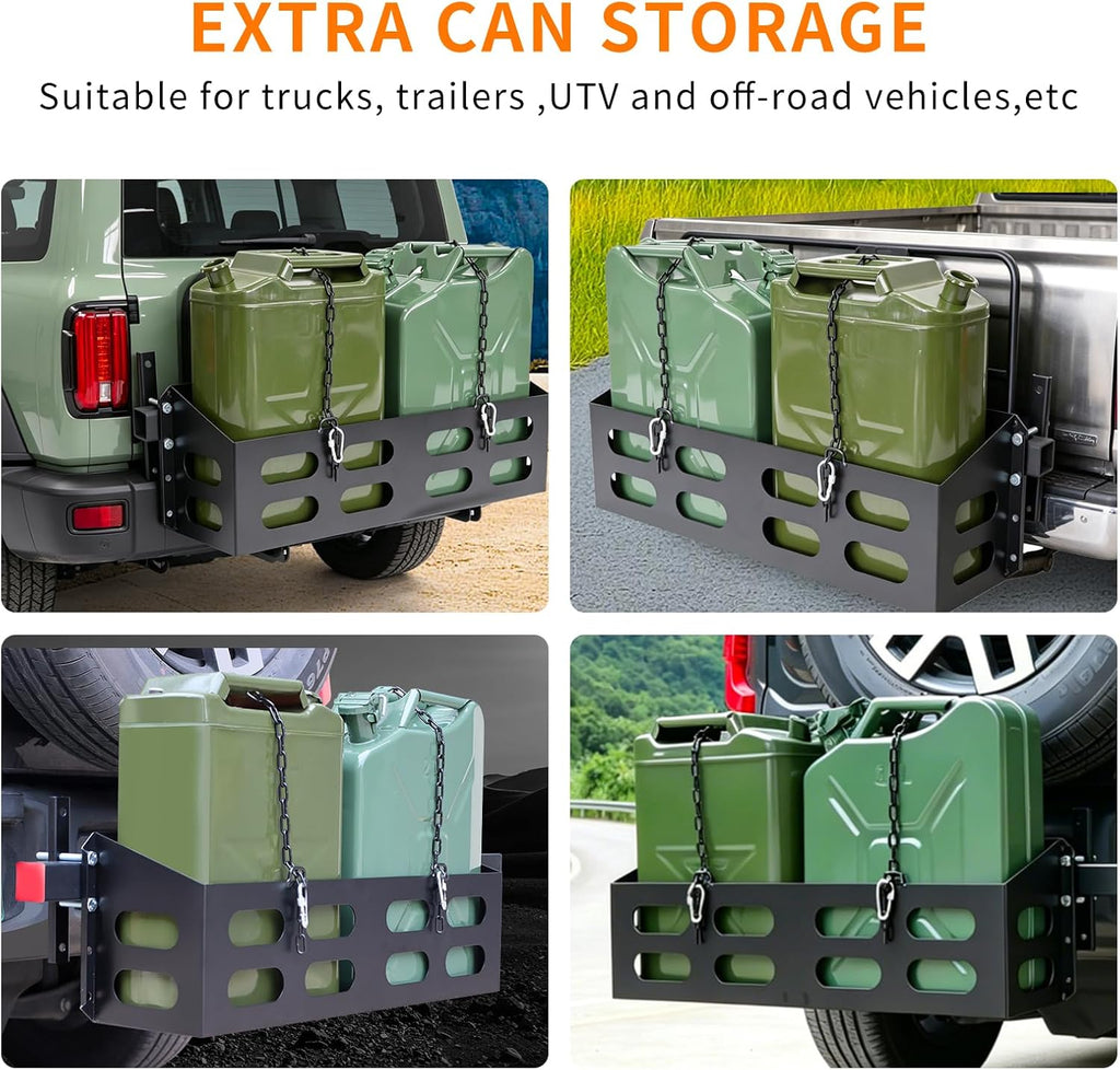 Dual Jerry Gas Cans Holder Rack for Two 5 Gallon/20 Liter Steel Jerry Cans, Lockable Metal Steel Jerry Gasoline Cans