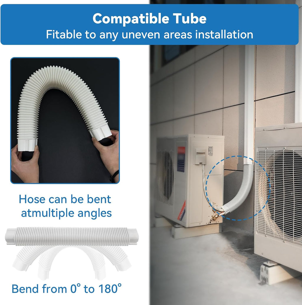 3" 10 Ft Mini Split Line Set Cover Set | with Flexible Duct, PVC Mini Split Cover Kit for Central AC Heat Pumps