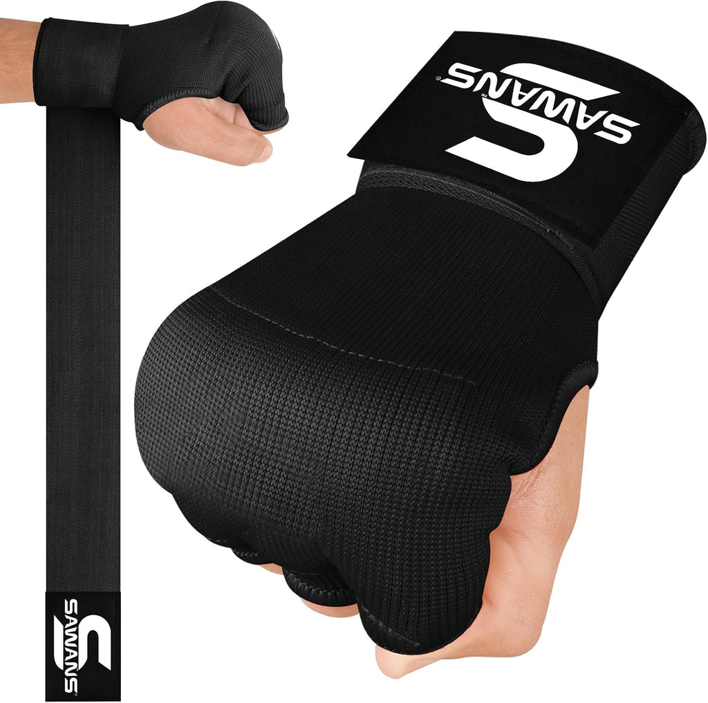 Boxing Hand Wraps Inner Gloves for Hand Protection Long Wrist Straps Elasticated, Padded Martial Arts Combat Gloves