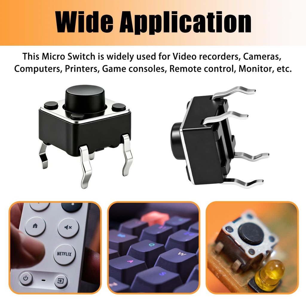 TWTADE 150Pcs Micro Momentary Tactile Push Button Switch 6x6x5mm 4 Pin Tact Switch Assortment Kit for Remote Controls, Cameras, Computers, DIY Projects