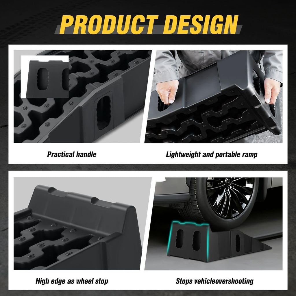 6.7" Car Lift Ramp, 9.6" Working Width, 2-Pack Vehicle Parking Ramp Stand - 7.2T G.V.M Capacity, Multifunctional