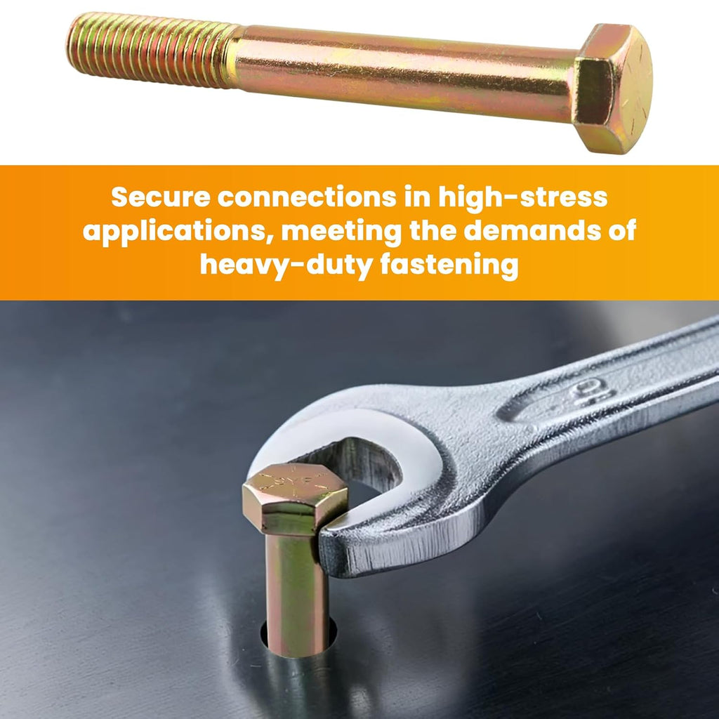 1/2-13 x 4 Grade 8 Hex Cap Coarse Large Bolts- 10 Pcs