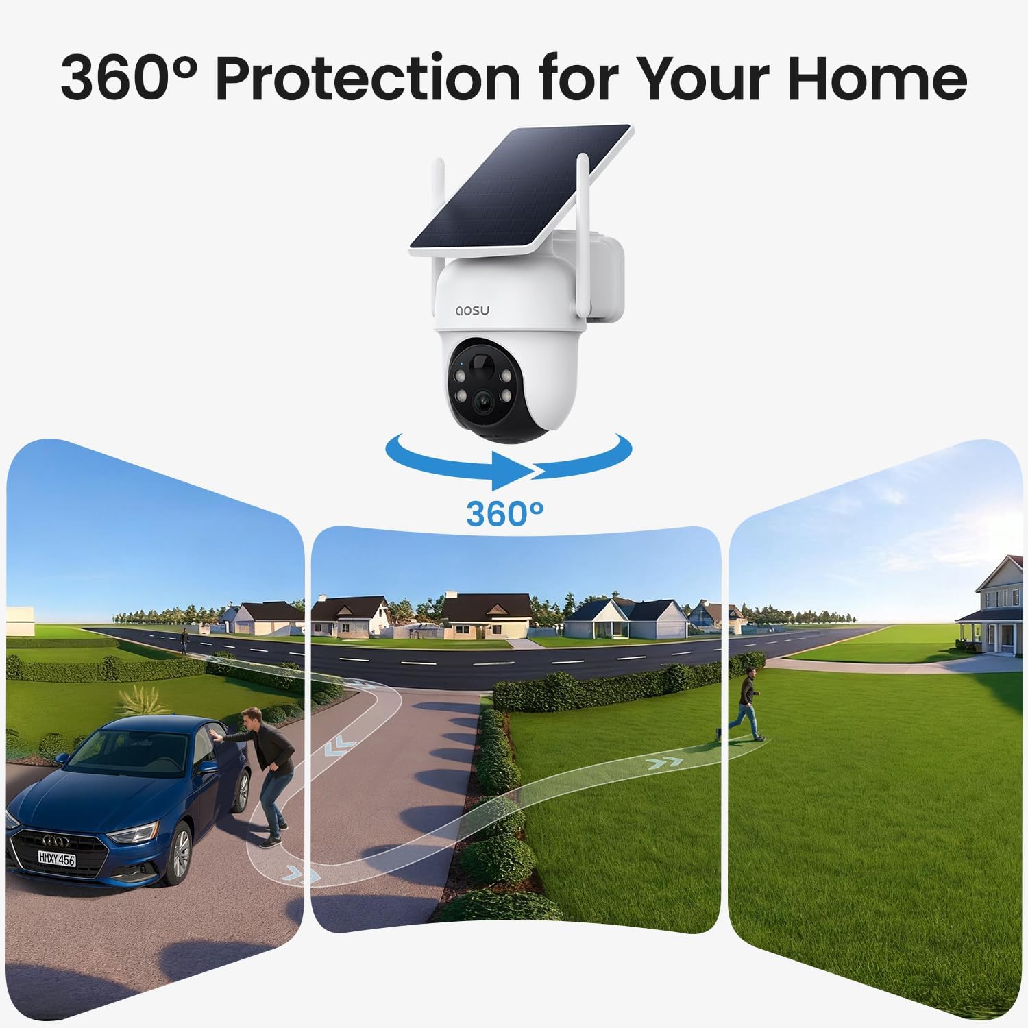 Security Cameras Outdoor Wireless, 4 Cam-Kit, No Subscription Required, Solar-Powered, Home Security Cameras System