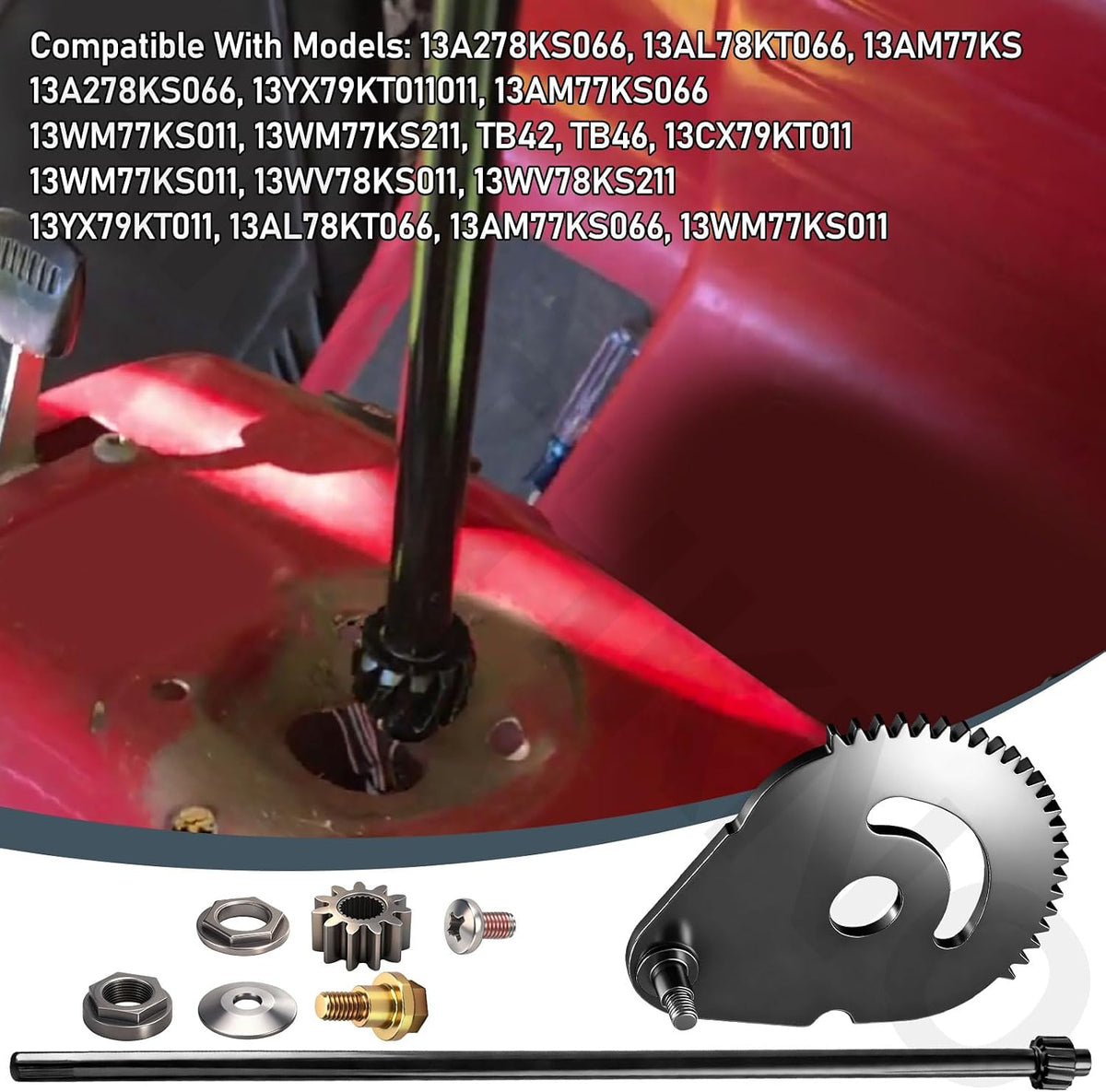 938-05078 Steering Shaft 5/8 And 617-04094 Sector Gear Kit for MTD Troy Bilt With 948-0389 710-1309 Steering Rod Cap