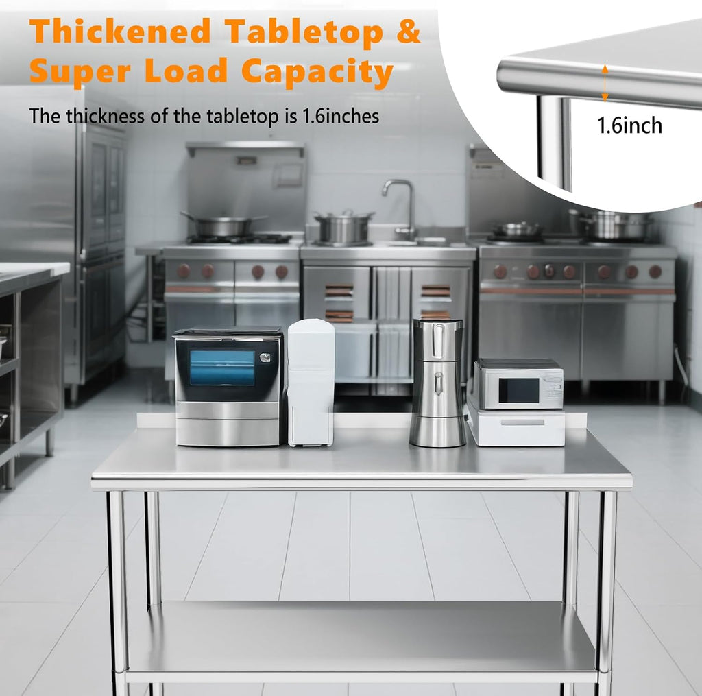 48'' x 24'' Stainless Steel Table for Prep & Work,Commercial Worktables & Workstations, NSF Heavy Dut Metal Table