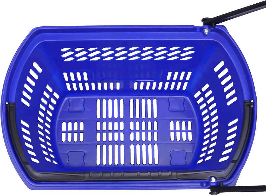 35L Shopping Basket Set of 6 Plastic Rolling Shopping Basket with Handles Portable Shopping Cart Set for Retail Store