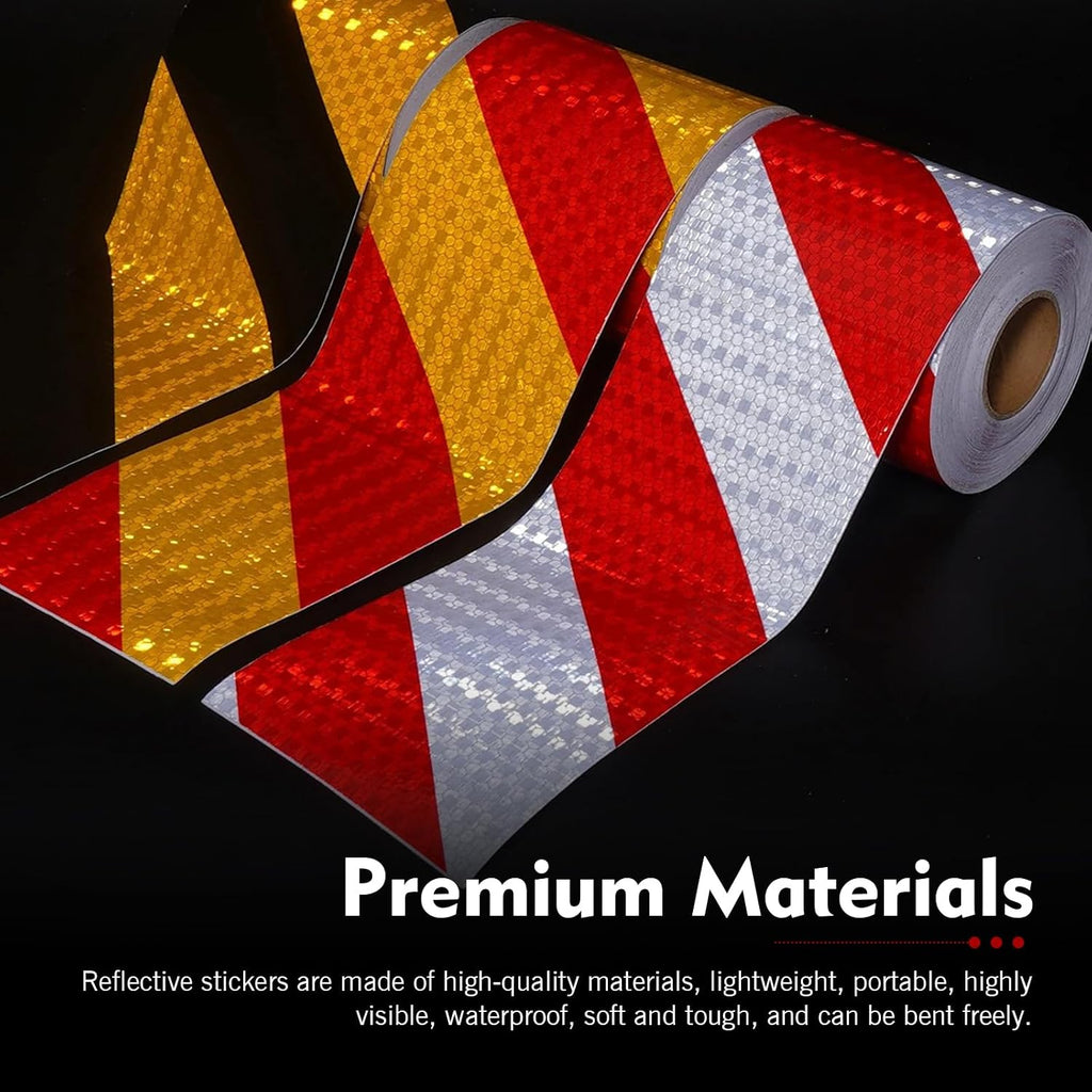 Car Reflective Twill Tape, 3.94 Inch x 16.4 FT Heavy Duty Waterproof Warning Safety Sticker, Strong Adhesive Night