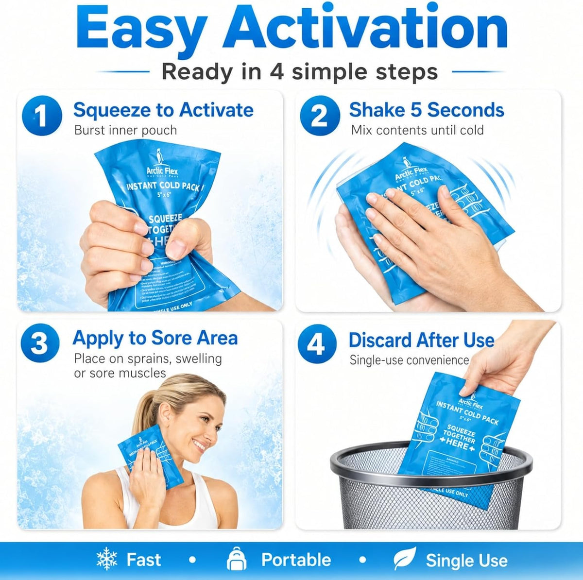 Breakable Ice Packs - Disposable Instant Cold Packs (24 Count)