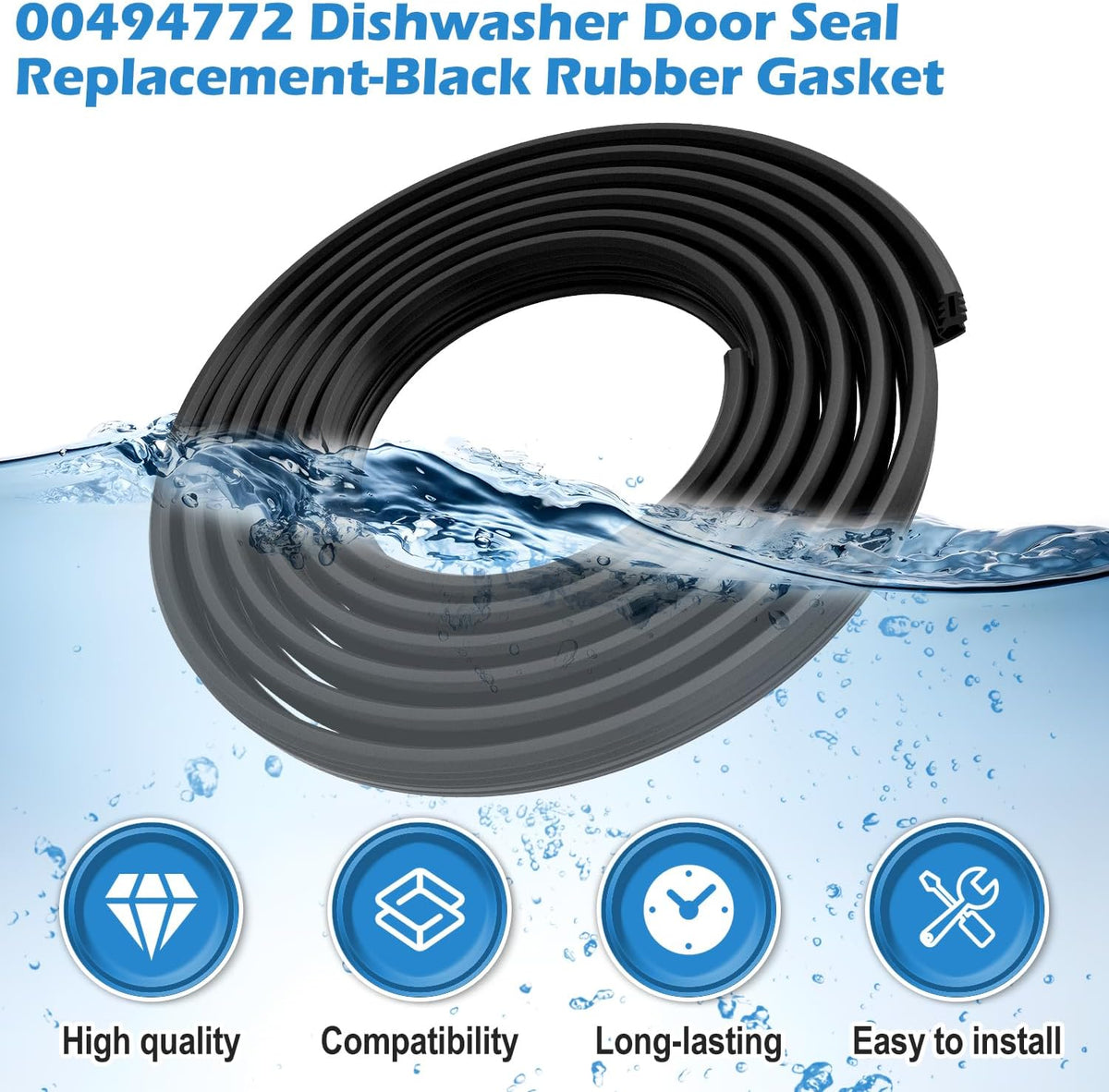 Upgraded 00494772 Dishwasher Door Seal Replacement-71" long