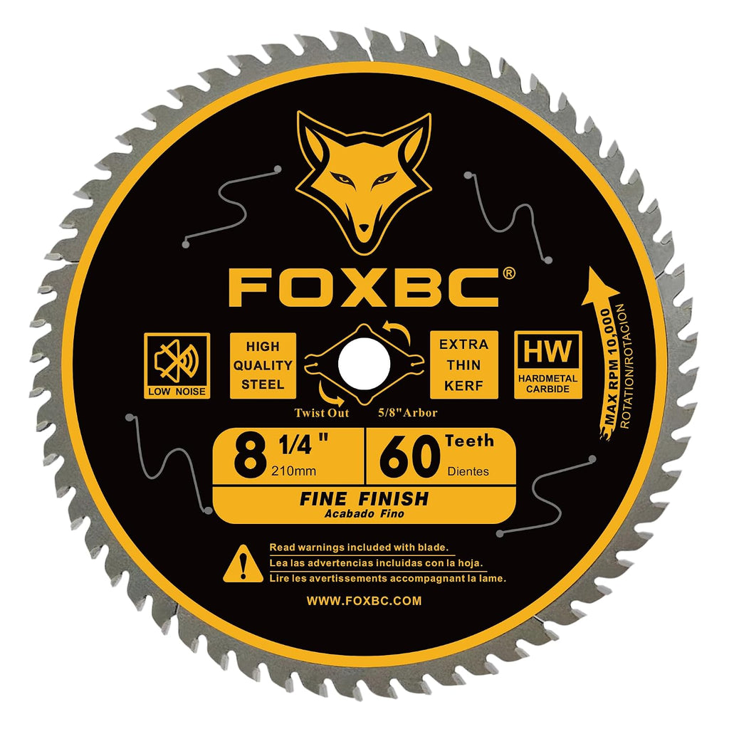 8-1/4 Inch Table Saw Blade 24 Tooth, 60 Tooth Wood Cutting with 5/8" Arbor, Diamond Knockout