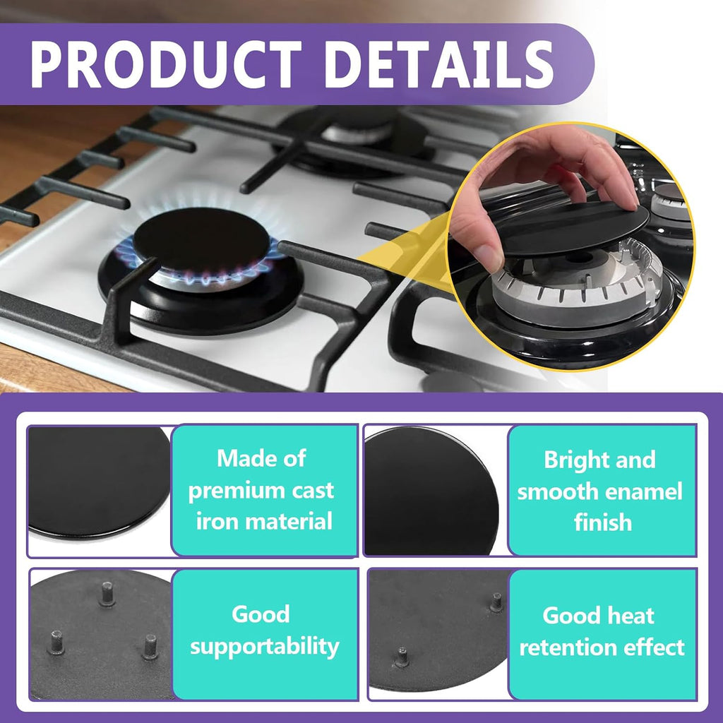4PCS Surface Burner Caps Set Compatible with GE Gas Range/Stove/Oven