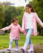 Girls Sequin Raincoat Waterproof Reusable Hooded Outwear Rain Jacket