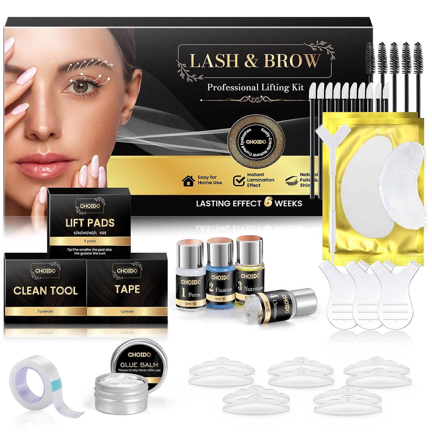 Lash Lift Kit, Eyebrow Lamination Kit, Eyelash Perm Kit, 2 in 1 Professional Eyelash Curling Lash Extension & Eyebrow