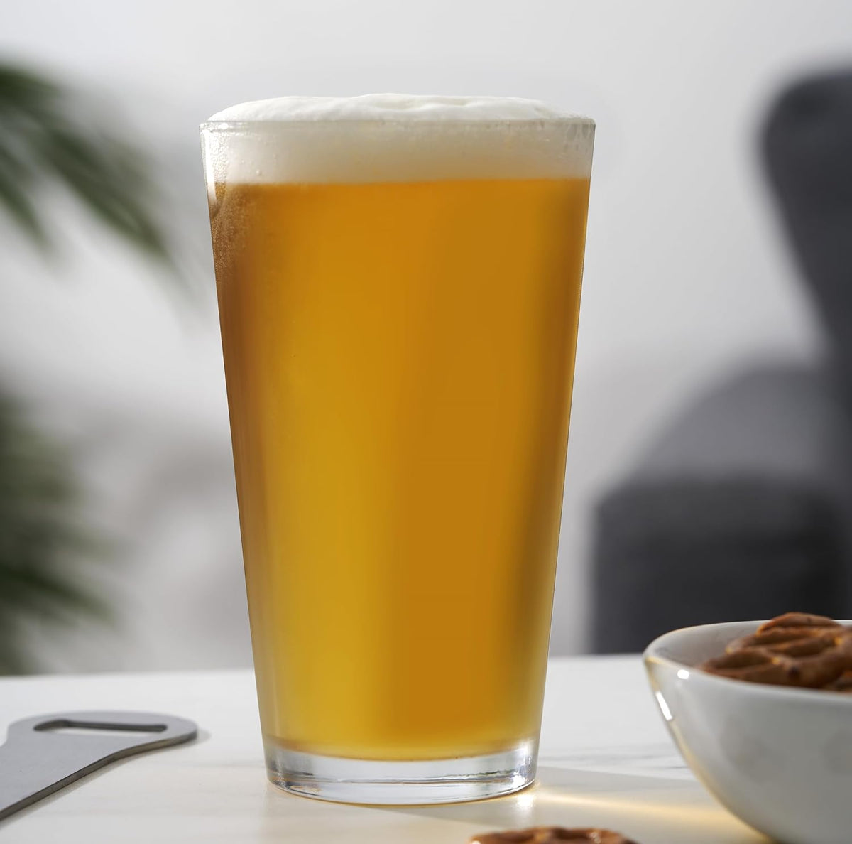 Stackable Beer Glasses, Pint Glasses for Beers, Water, Iced Coffee, Cocktails, Game Night, Beer Gifts for Men, BBQ