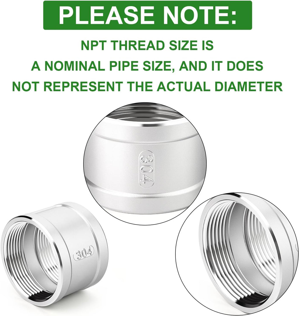 TAISHER 1PCS 304 Stainless Steel Cast Pipe Fitting, Coupling, 4" NPT Female Threaded