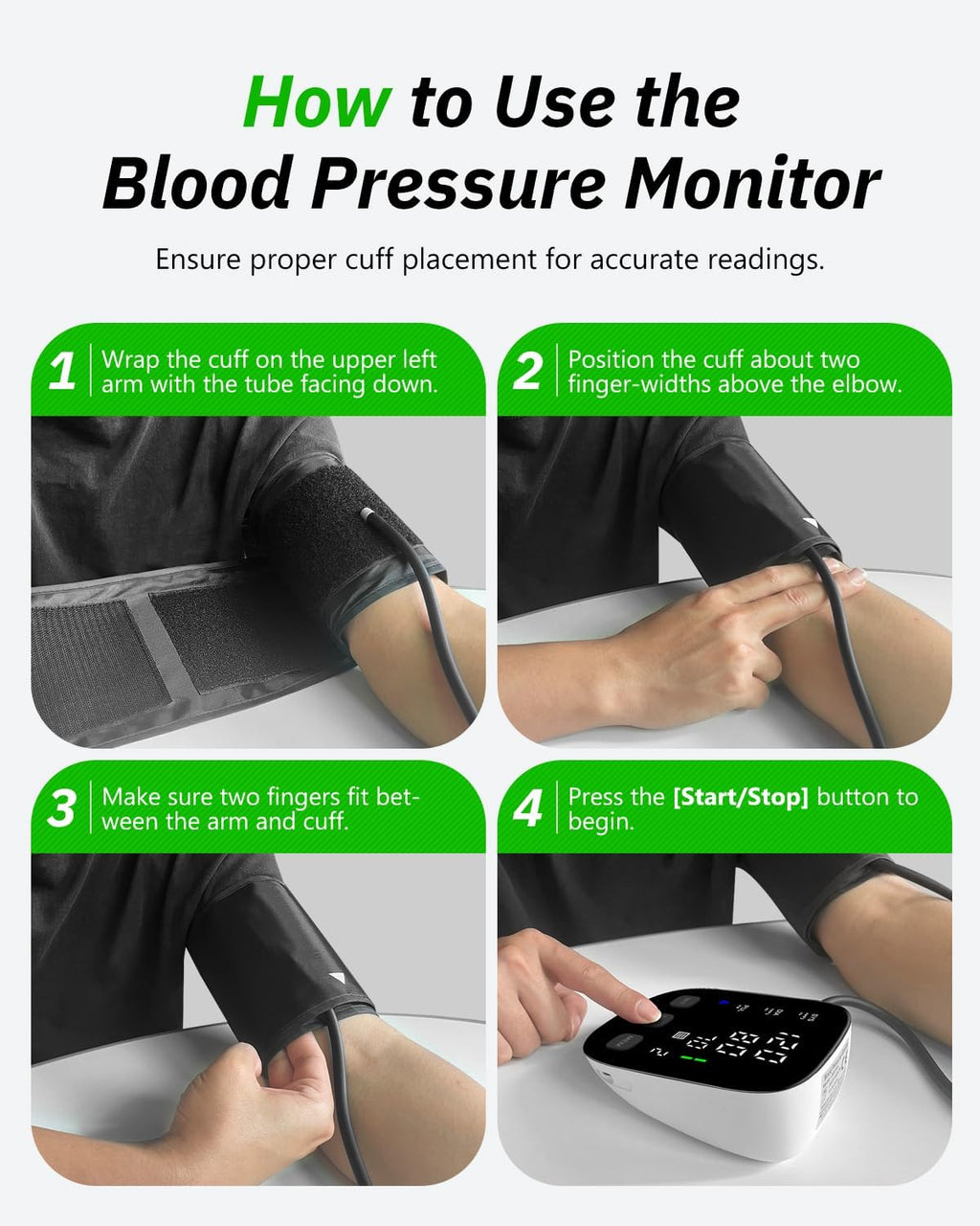 Blood Pressure Monitor Upper Arm - Large Cuff(8.7"-16.5") Digital BP Machine with Backlit LED Display, 2x90 Memory