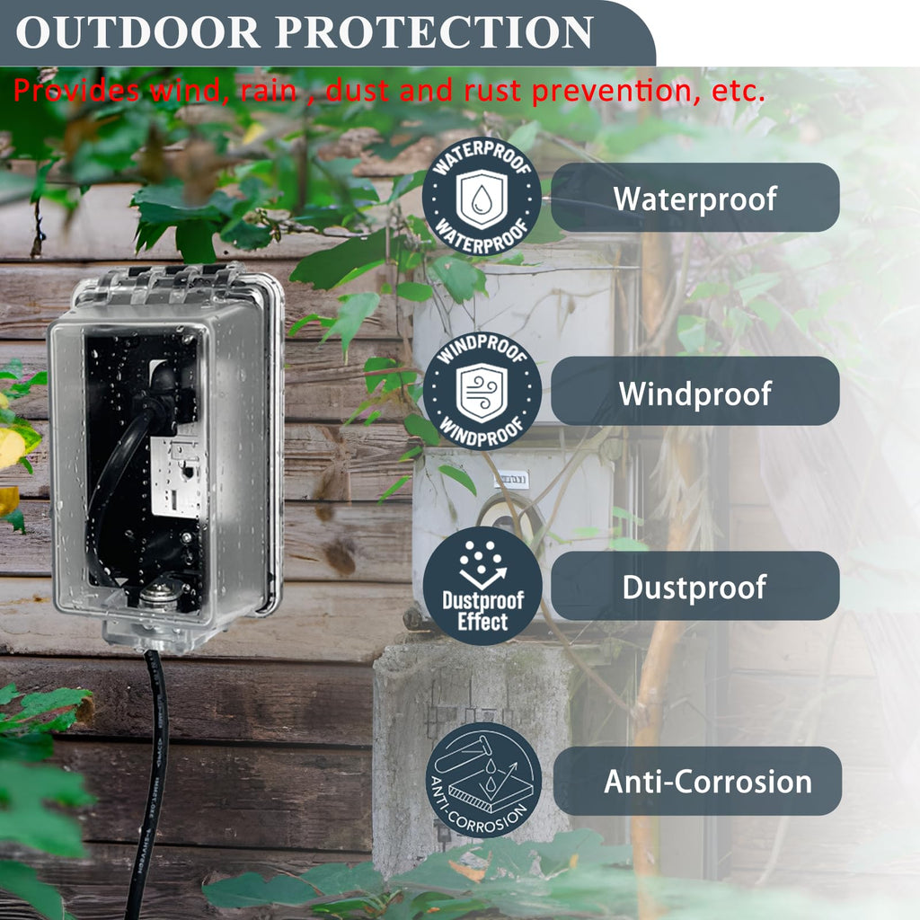 PILISPARK Locking Weatherproof Outlet Cover, Clear in-Use Box
